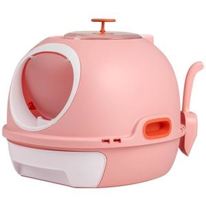 Costway Cat Litter Box Enclosure Enclosed Cat Toilet Pink