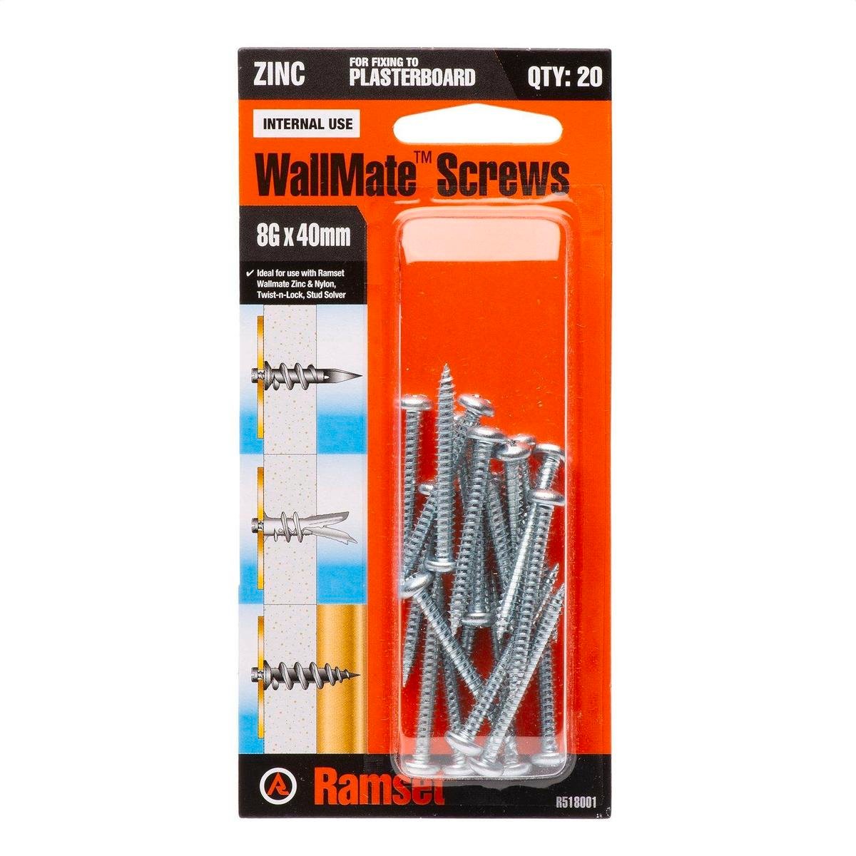 Ramset 8g X 40mm Wallmate Screws - 20 Pack - Bunnings Australia