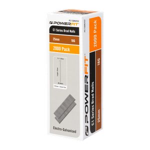 PowerFit 25mm C1 Series Electro-Galvanised Brad Nails - 2000 Pack
