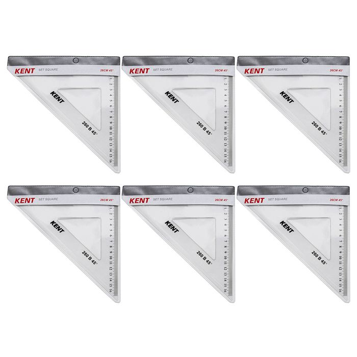 6x Kent Set Square 260mm 45 Deg Home/school Technical Drawing/graphic Design