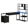 Artiss 200cm L Shaped Gaming Desk Computer Desk With Led Lights & Power Outlets For Home Office