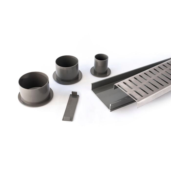 Grates 2 Go 1250mm Grey Flow Pattern Shower Grate Modular Kit