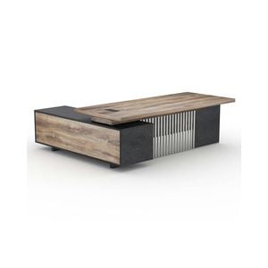Modern Furniture DAXTON Executive Desk with Right Return 2.4M - Warm Oak & Black
