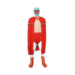 More Than Party Adult Macho Costume Superhero Style Mask Cape Jumpsuit S/M
