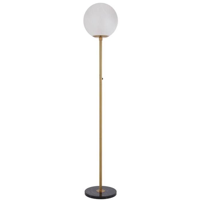 Telbix Oliana Contemporary Standing Floor Lamp Light Metal Marble Glass Antique Gold Black Marble Alabastro