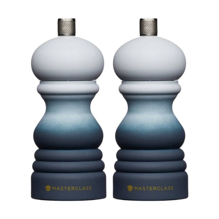 2pk Masterclass Refillable Grey Ombre Plastic Salt & Pepper Mill 5x12.5cm