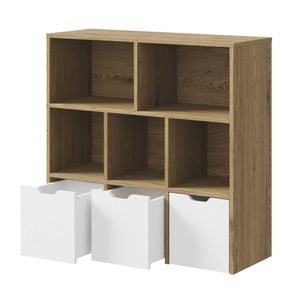Oikiture Kids Bookcase Toy Organiser Cabinet Natural