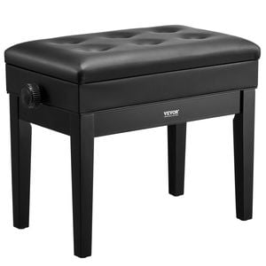 VEVOR Piano Bench Black Adjustable Height Heavy Duty Wooden for Music Books