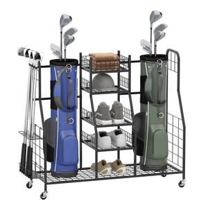Costway Golf Bag Storage Stand For Garage Organizer W/wheels