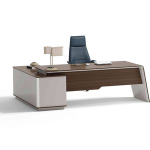 Modern Furniture ANDERS Executive Desk Reversible Return 2.2M - Hazelnut & Beige
