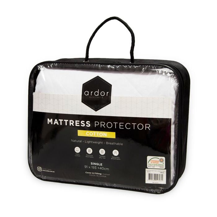 Ardor Queen White Cotton Mattress Protector