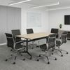 Olg Executive Boardroom Bundle: Modulus 2100x900 Flip Table Black Frame Nordic Maple Top + 6 Metro Executive Chairs Black PU