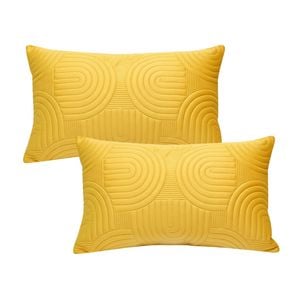 SOGA 2X 30cm Yellow Textured Geometric Pattern Decorative Throw Pillow