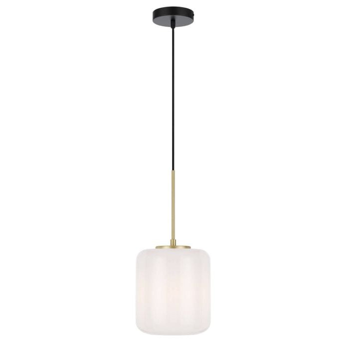 Telbix Korova Modern Pendant Hanging Lamp Light Glass Metal Brass Matt Opal