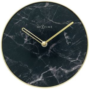 NeXtime 20cm Marble Table Analogue Clock Black/Gold