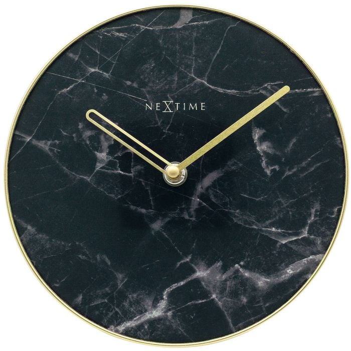 NeXtime 20cm Marble Table Analogue Clock Black/Gold