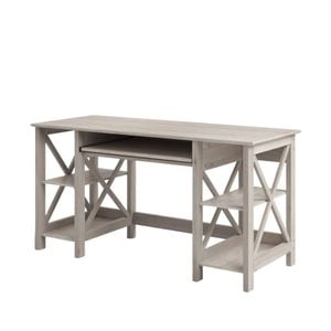 Maestro Furniture Suzy Home Office Computer Writing Working Desk W/ Open Shelves Washed Grey