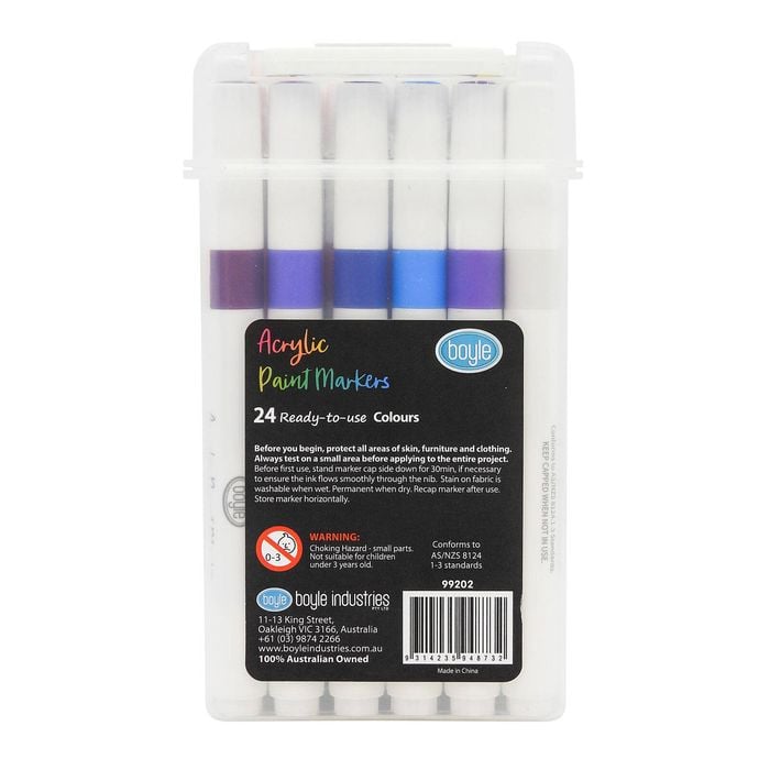 Boyle Acrylic Paint Markers With Storage Case - 24 Pack