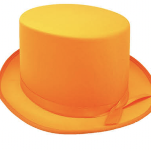 SATIN TOP HAT Costume Party Cap Fancy Dress Trilby Fedora One Size Orange