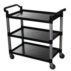 Kleaning Essentials 3 Tier Utility Trolley Open Sides Black 1060mm