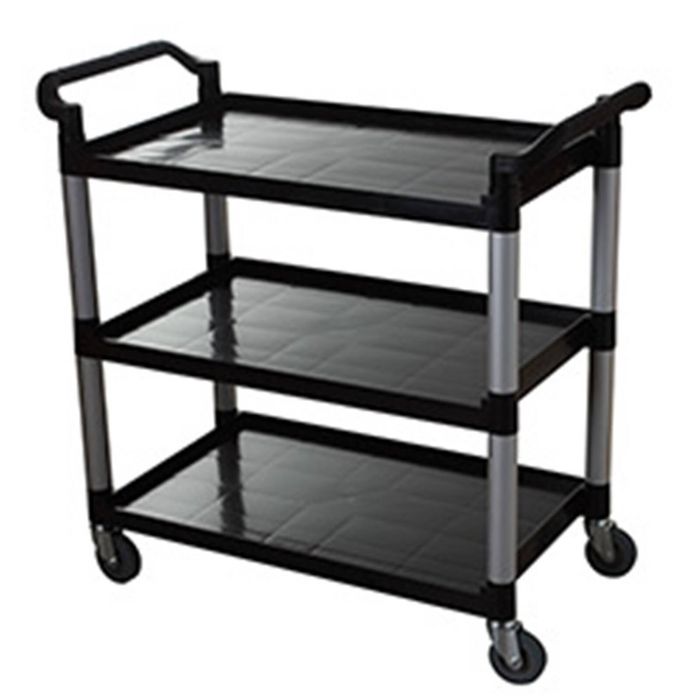 Kleaning Essentials 3 Tier Utility Trolley Open Sides Black 1060mm