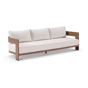 Marlo 3 Seater Outdoor Aluminium Lounge Mahogany & Bone Cushions