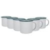 Argon Tableware 375ml Enamel Mugs - Green Rim - Set Of 6 Metal Drinking Cups Coffee Teacup Mug Set Hot, Cold Drinks Cups