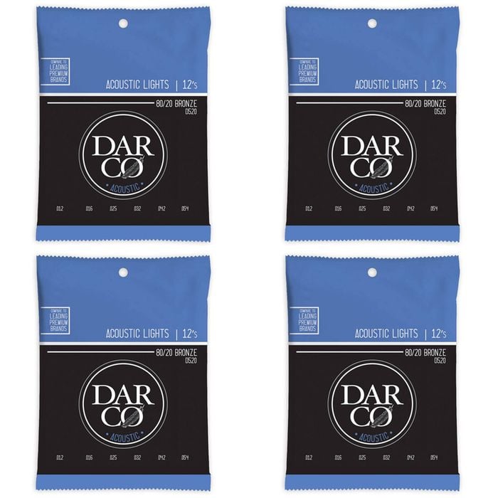 4PK Martin Guitar D520 Darco Acoustic Instrument String 80/20 Bronze Light