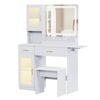 Advwin Dressing Table with LED Mirror,RGB Cabinet, Charging Station & Foldable Countertop,White