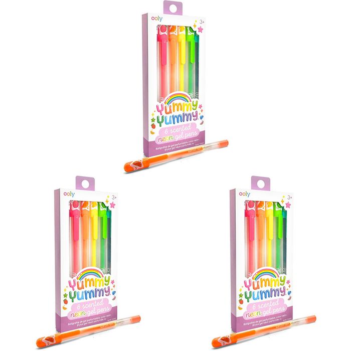 3x 6pc Ooly Yummy Yummy Scented Neon Gel Pens Writing/drawing Stationery 3y+