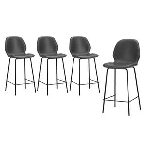 Oikiture 4PCS Bar Stools Kitchen Counter Chair Metal Grey