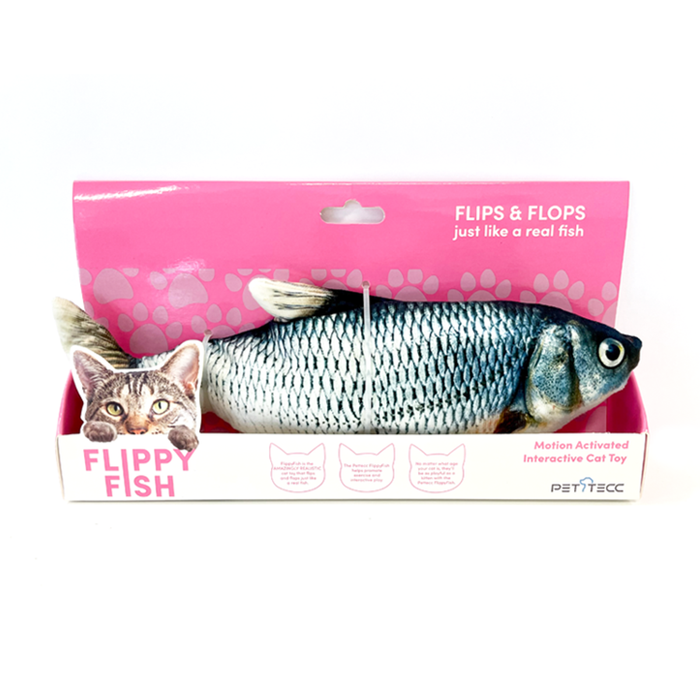 Pettec Flippy Fish Blue SE - Wiggling Plush Fish for Cats