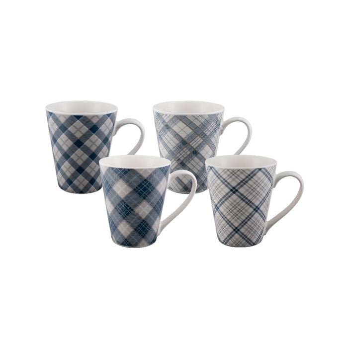 Bundanoon New Bone China Coffee & Tea Mugs - 400ml Tartan Blues
