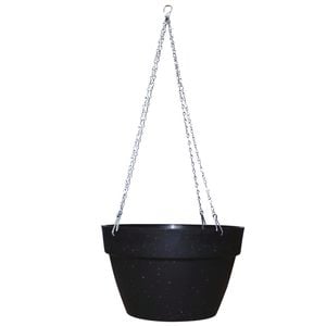 Northcote Pottery 25cm Black Terrazzo Look Self-Watering Hanging Basket - 25cm Black