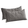 Dreamaker Rumi Washed Cotton King Pillowcase Twin Pack Charcoal with White Stripe