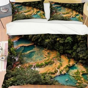 3D River Trees 233 Bed Pillowcases Quilt King Single Size