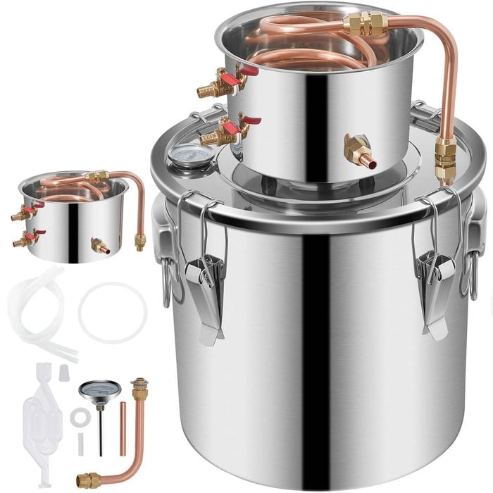 VEVOR Moonshine Still Silver 5 Gal Stainless Steel Water Alcohol for DIY Whisky Wine Brandy