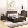 4 Pieces Bedroom Suite in Solid Wood Veneered Acacia Construction Timber Slat King Size Chocolate Colour
