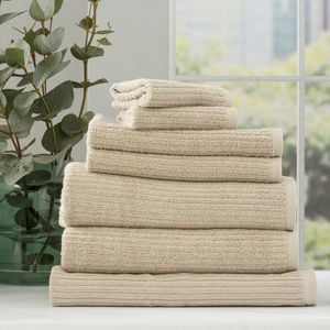 7pc Renee Taylor Cobblestone 650gsm Cotton Ribbed Towel Stone