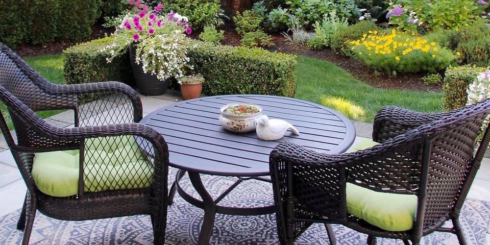 landscaped backyard lawn and garden