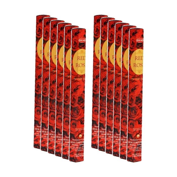 12PK HEM Home Fragrance Scented Smelling Incense Sticks Packet Set Red Rose