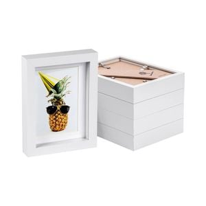 Nicola Spring 5" X 7" White 3d Box Photo Frames - 4" X 6" Mount - Pack Of 5