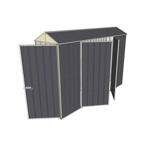 Build-a-Shed 0.8 x 3 x 2.1m Gable Single Hinged Door Shed with Double Hinged Side Door - Grey