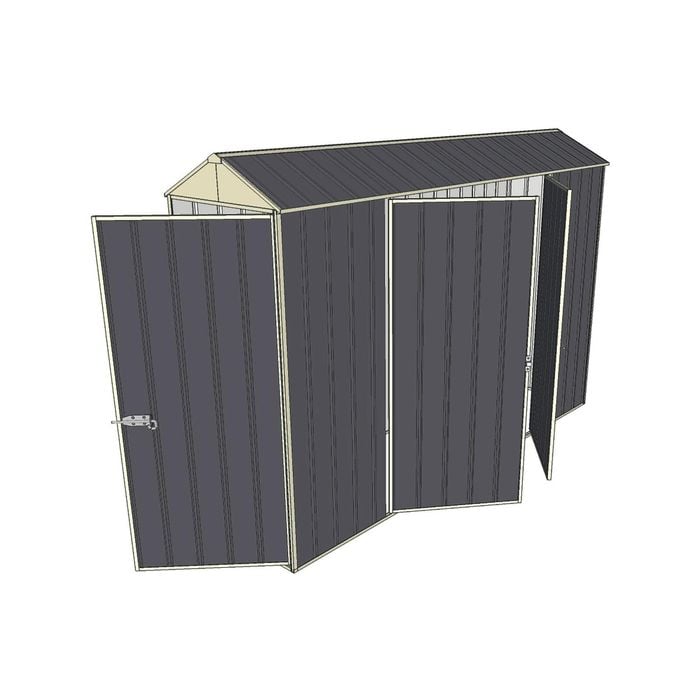 Build-a-Shed 0.8 x 3 x 2.1m Gable Single Hinged Door Shed with Double Hinged Side Door - Grey
