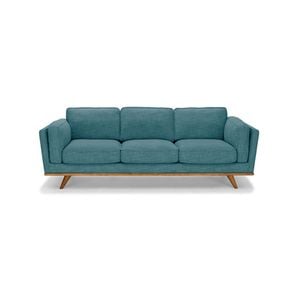 3 Seater Sofa Teal Fabric Lounge Set for Living Room Couch with Wooden Frame