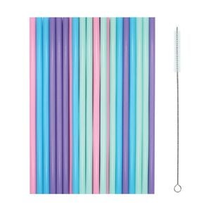 12x 24pc Partyware Reusable Straws With Cleaning Brush Set Assorted