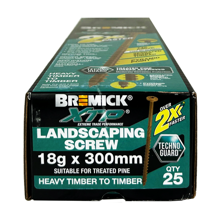 Bremick XTP 18g x 300 T40 Technoguard Landscape Screws - 25 Pack