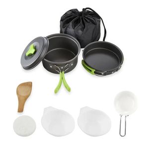 Lifebay 9-Piece Camping Cookware Set Green