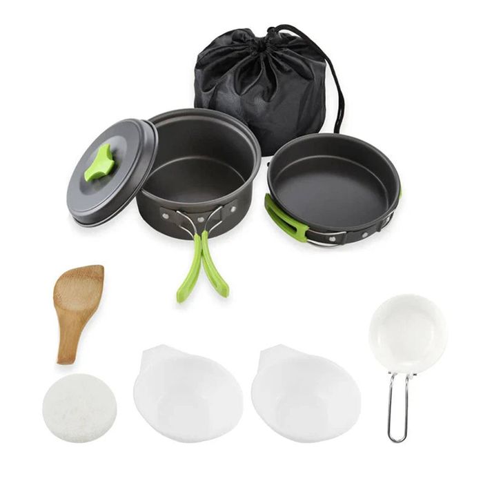 Lifebay 9-Piece Camping Cookware Set Green