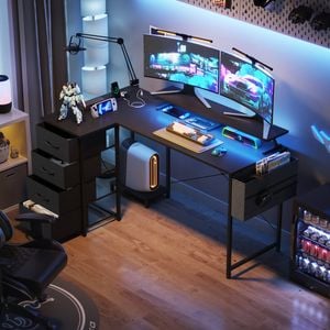 Ufurniture L-Shaped Gaming Desk RGB LED 140cm Black